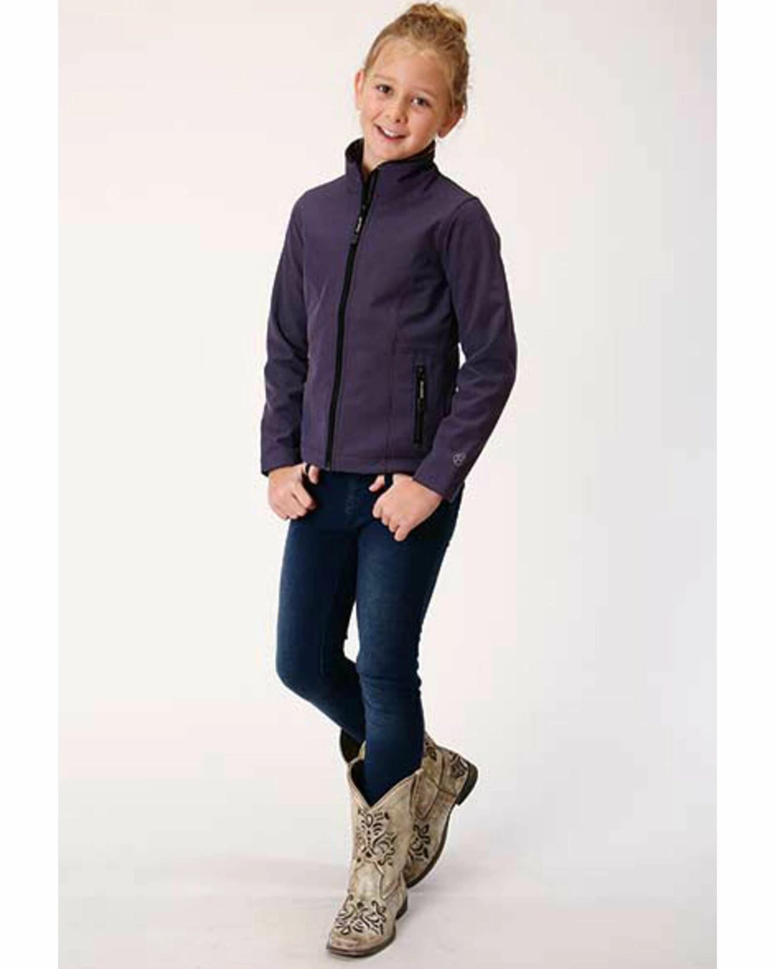 Roper Girls' Softshell Fleece Jacket Purple 5 Roper Girls' Softshell Fleece Jacket Purple - Image 3