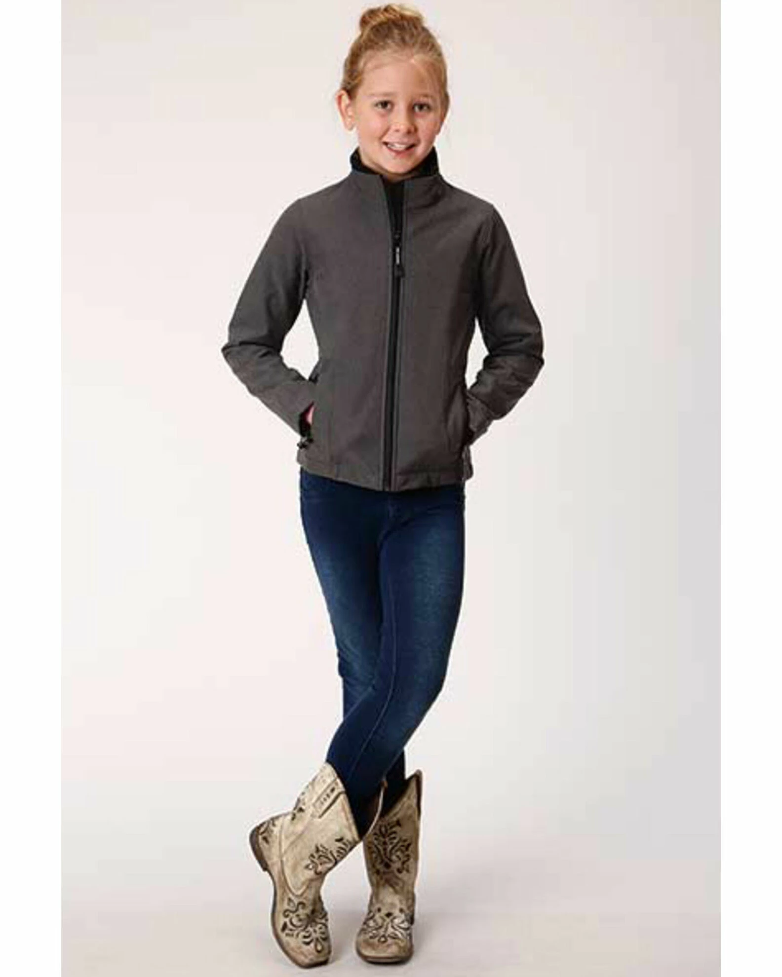 Roper Girls' Charcoal Softshell Jacket 5 Roper Girls' Charcoal Softshell Jacket - Image 3