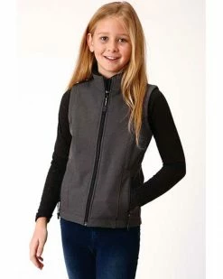 Roper Girls' Grey Softshell Fleece Vest Charcoal 9 Roper Girls' Grey Softshell Fleece Vest Charcoal -Roper Shop 2000326159 022 P1 1