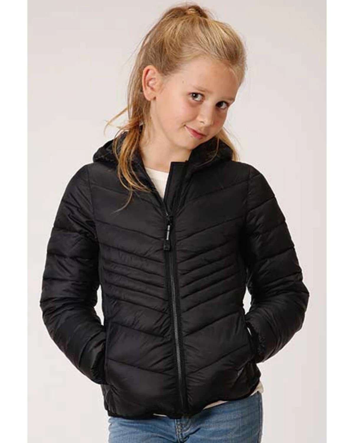 Roper Girls' Black Lightweight Quilted Jacket 6 Roper Girls' Black Lightweight Quilted Jacket - Image 4