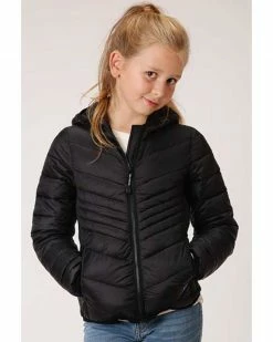 Roper Girls' Black Lightweight Quilted Jacket