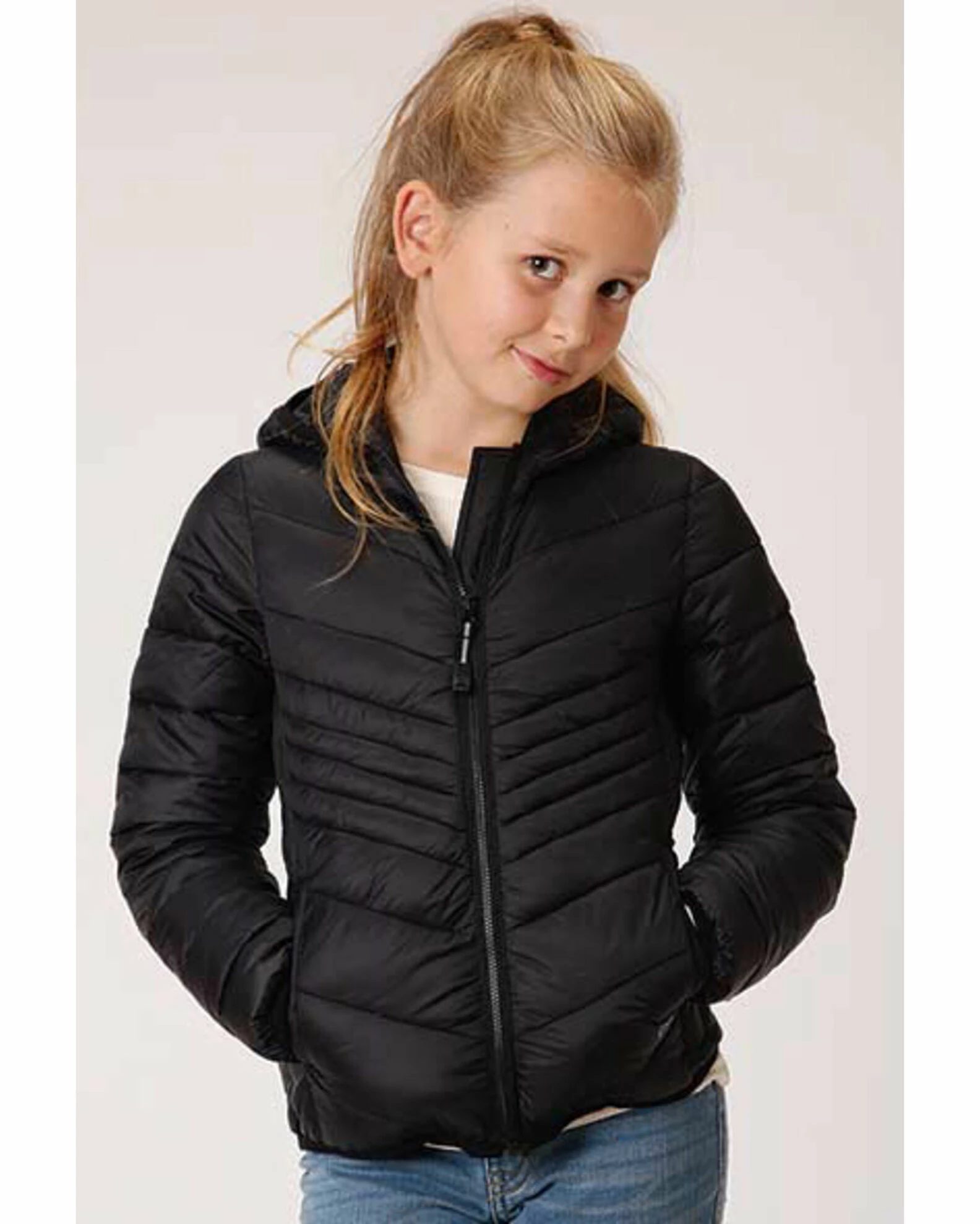 Roper Girls' Black Lightweight Quilted Jacket 3 Roper Girls' Black Lightweight Quilted Jacket
