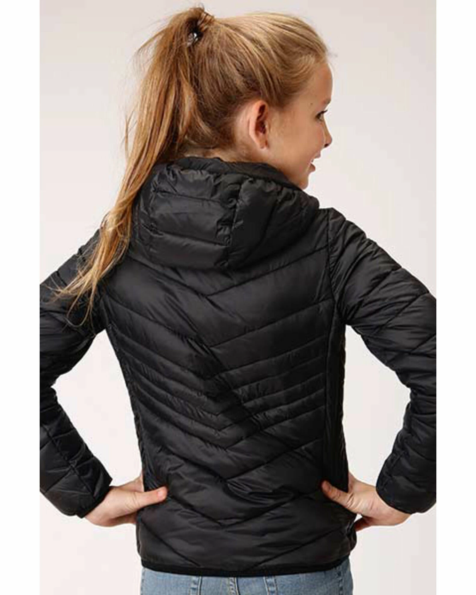 Roper Girls' Black Lightweight Quilted Jacket 4 Roper Girls' Black Lightweight Quilted Jacket - Image 2