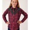 Roper Girls' Red Plaid Horseshoe Long Sleeve Western Shirt 2 Roper Girls' Red Plaid Horseshoe Long Sleeve Western Shirt -Roper Shop 2000326163 600 P1