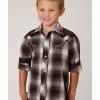 Roper Boys' Brown Plaid Retro Fancy Yoke Long Sleeve Western Shirt 2 Roper Boys' Brown Plaid Retro Fancy Yoke Long Sleeve Western Shirt -Roper Shop 2000326173 200 P1