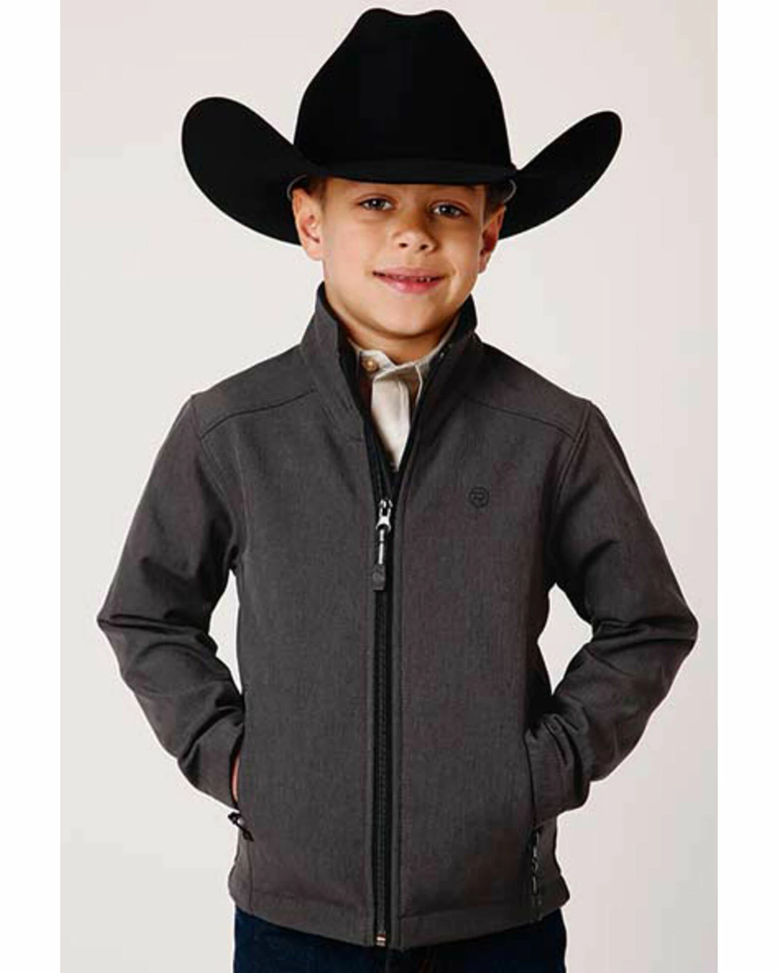 Roper Boys' Grey Hi Tech Fleece Softshell Jacket 3 Roper Boys' Grey Hi Tech Fleece Softshell Jacket