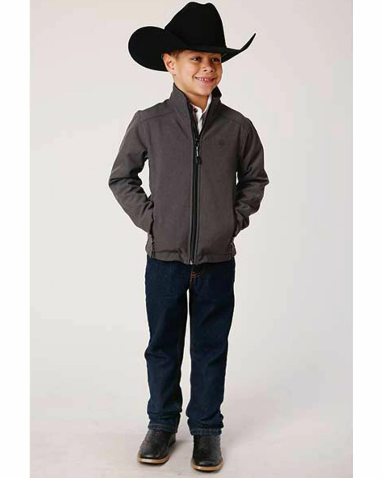 Roper Boys' Grey Hi Tech Fleece Softshell Jacket 5 Roper Boys' Grey Hi Tech Fleece Softshell Jacket - Image 3