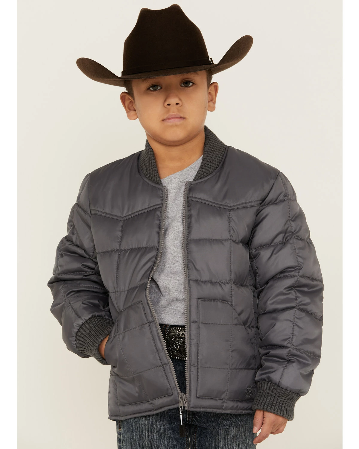 Roper Boys' Grey Rangewear Poly Filled Down Jacket 7 Roper Boys' Grey Rangewear Poly Filled Down Jacket - Image 5