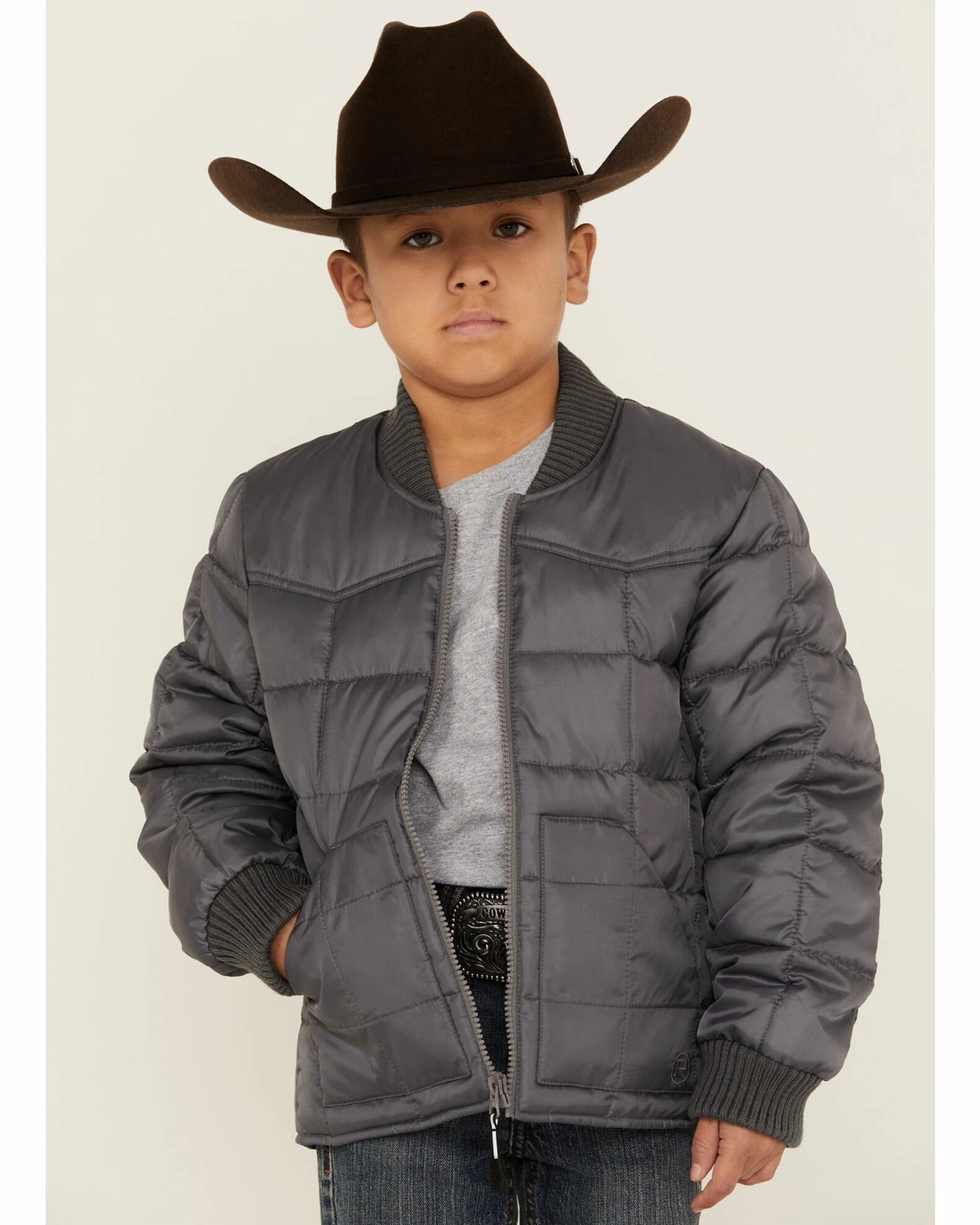 Roper Boys' Grey Rangewear Poly Filled Down Jacket 3 Roper Boys' Grey Rangewear Poly Filled Down Jacket