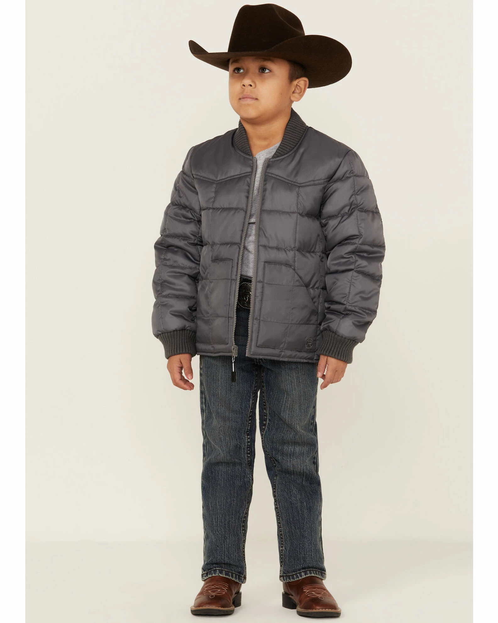 Roper Boys' Grey Rangewear Poly Filled Down Jacket 6 Roper Boys' Grey Rangewear Poly Filled Down Jacket - Image 4