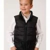 Roper Boys' Black Crushable Poly Filled Parachute Vest 