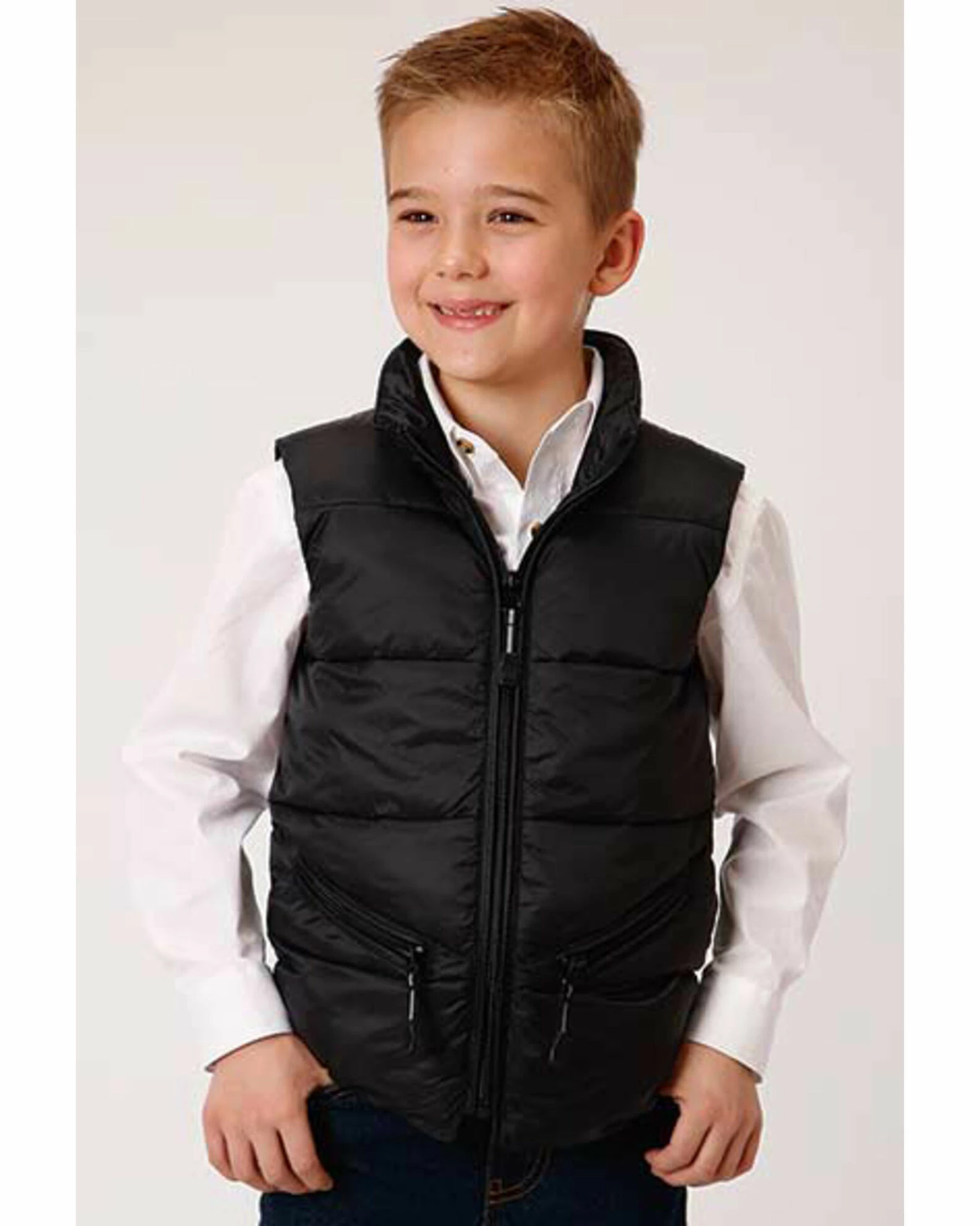Roper Boys' Black Crushable Poly Filled Parachute Vest 3 Roper Boys' Black Crushable Poly Filled Parachute Vest