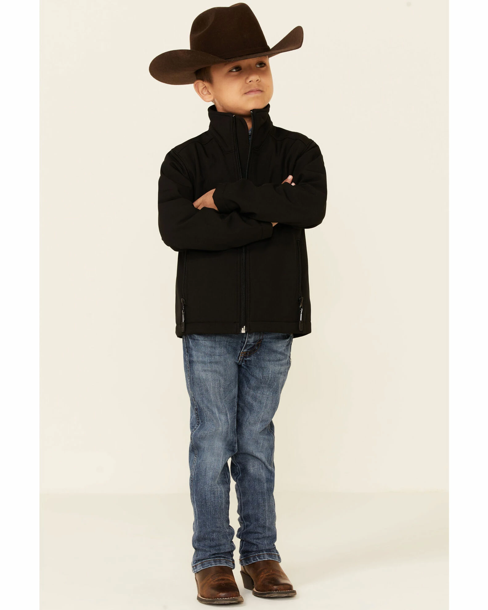 Roper Boys' Black Hi Tech Fleece Softshell Jacket 4 Roper Boys' Black Hi Tech Fleece Softshell Jacket - Image 2