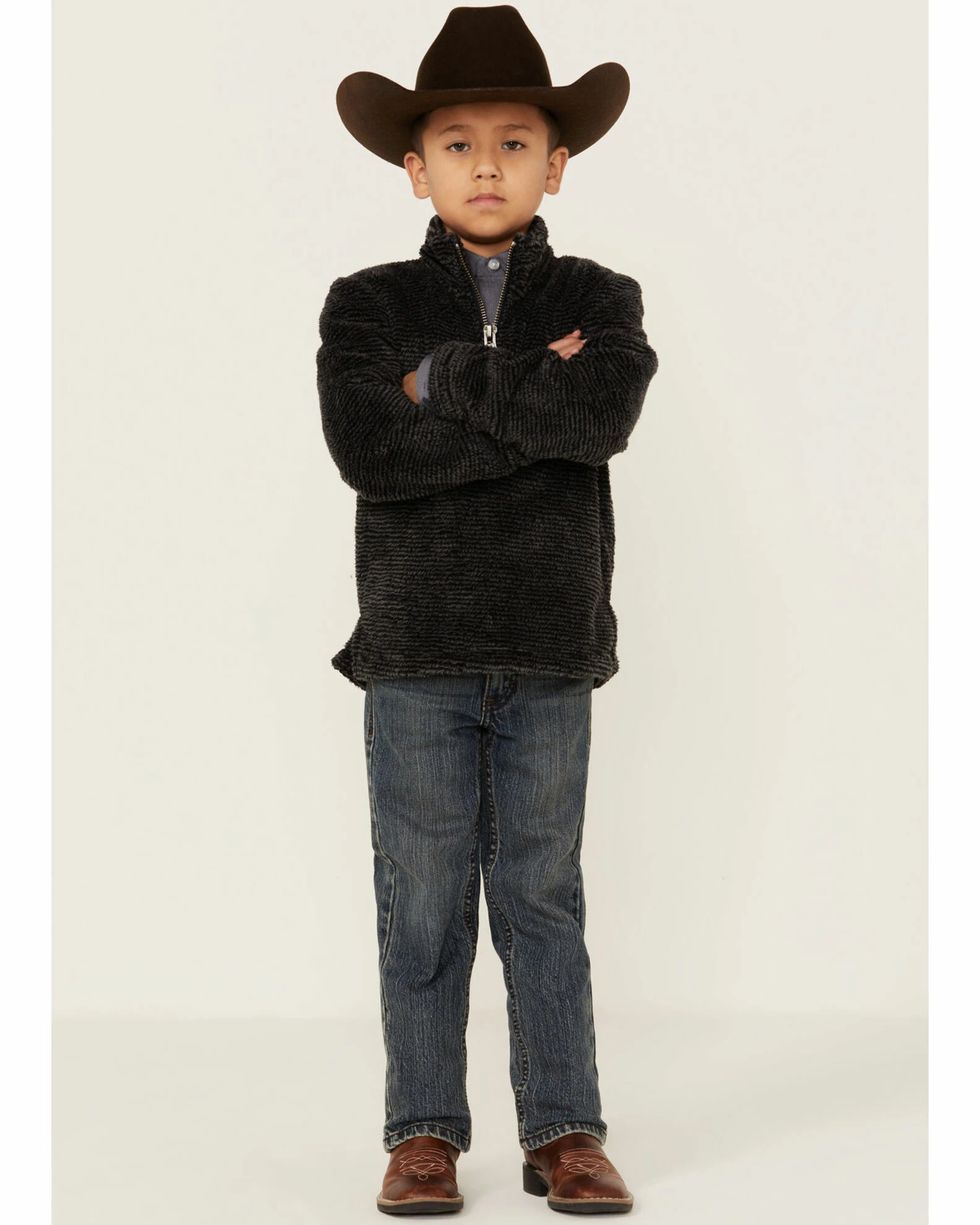 Roper Boys' Grey Polar Fleece 1/4 Zip Front Pullover 6 Roper Boys' Grey Polar Fleece 1/4 Zip Front Pullover - Image 4