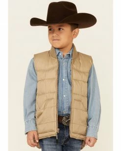 Roper Boys' Tan Rangewear Down Zip Front Vest