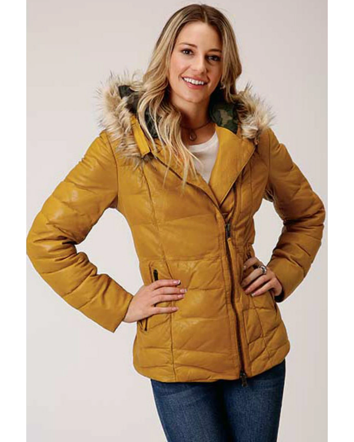 Roper Stetson Women's Gold Yellow Quilted Jacket 6 Roper Stetson Women's Gold Yellow Quilted Jacket - Image 4