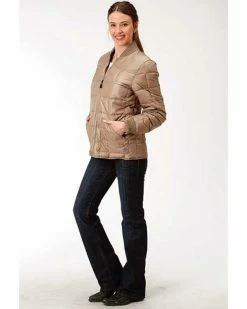 Roper Women's Brown Poly Window Pane Quilted Jacket  -Roper Shop 2000326904 200 P3