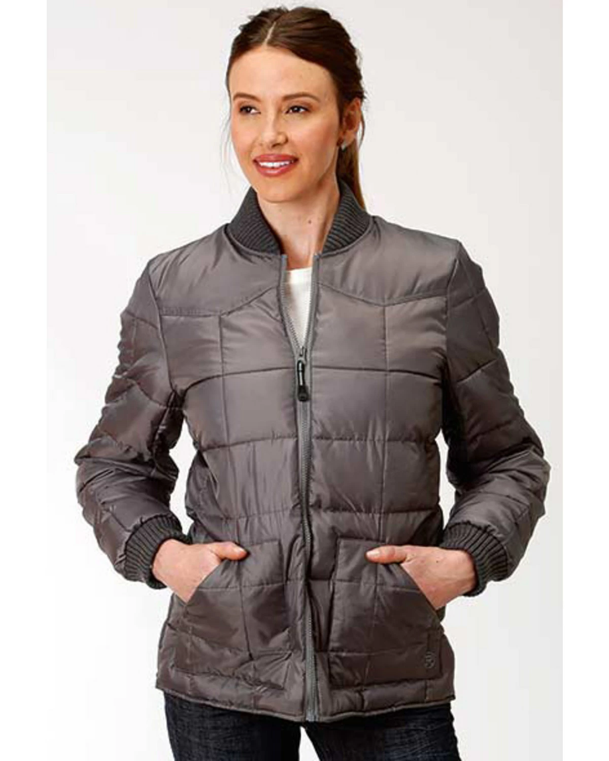 Roper Women's Grey Poly Quilted Jacket 6 Roper Women's Grey Poly Quilted Jacket - Image 4