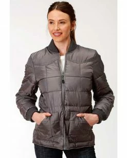 Roper Women's Grey Poly Quilted JacketÂ