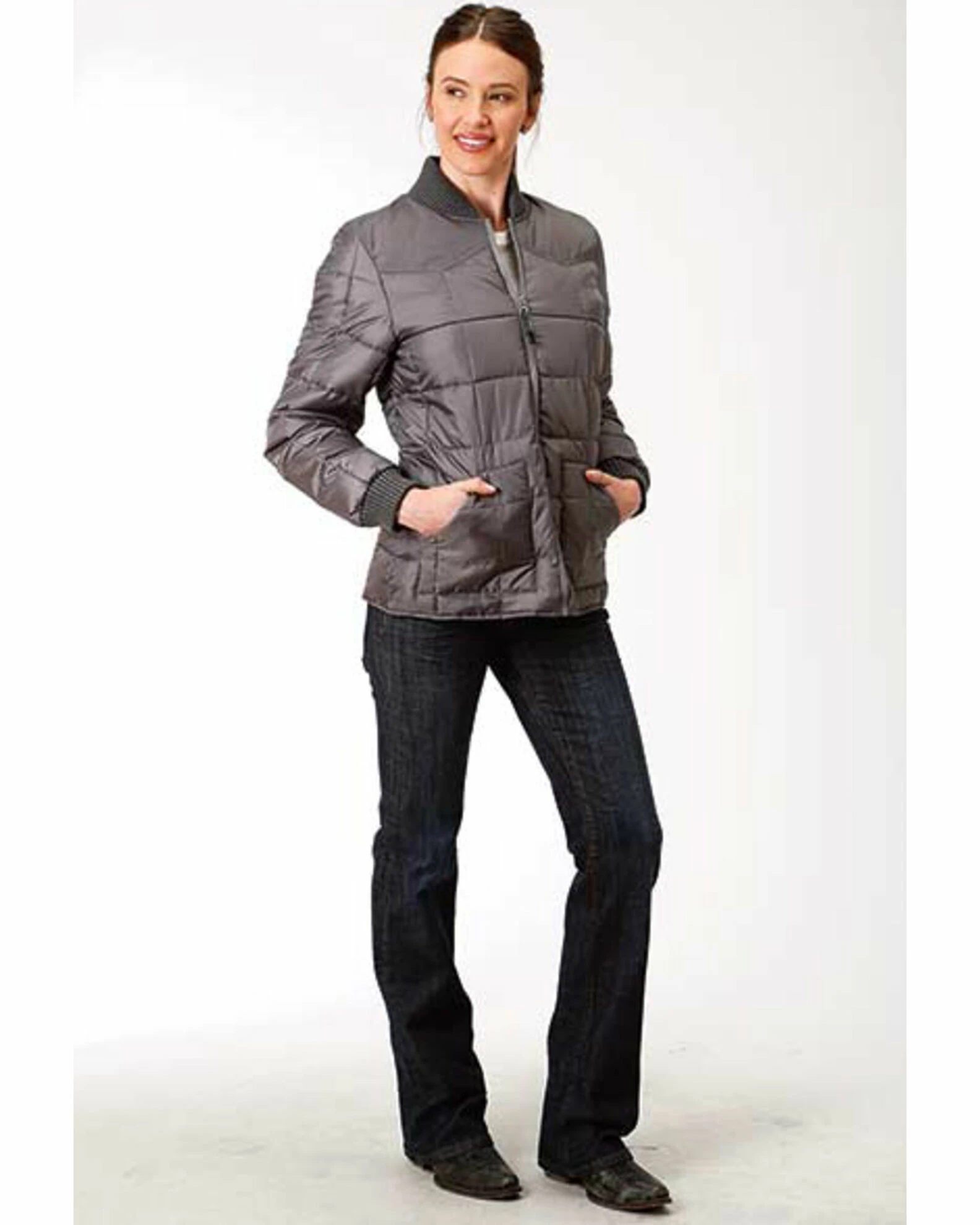 Roper Women's Grey Poly Quilted Jacket 5 Roper Women's Grey Poly Quilted Jacket - Image 3
