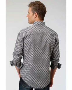 Roper West Made Men's Neat Paisley Print Long Sleeve Western Shirt Grey 6 Roper West Made Men's Neat Paisley Print Long Sleeve Western Shirt Grey -Roper Shop 2000328055 020 P2