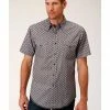 Roper West Made Men's Neat Paisley Print Short Sleeve Western Shirt Grey 2 Roper West Made Men's Neat Paisley Print Short Sleeve Western Shirt Grey -Roper Shop 2000328108 020 P1