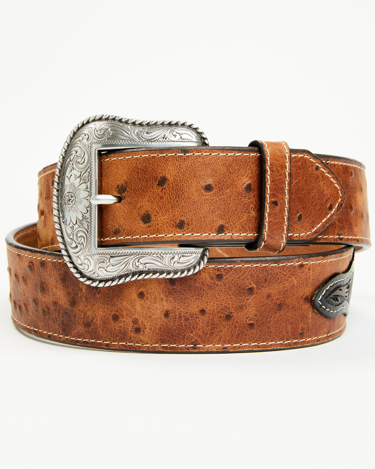 Roper Men's Ostrich Print Western Belt Tan 5 Roper Men's Ostrich Print Western Belt Tan - Image 3