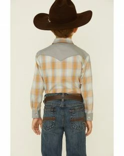 Roper Boys' Orange Plaid Contrast Yoke Long Sleeve Snap Western Shirt Grey 10 Roper Boys' Orange Plaid Contrast Yoke Long Sleeve Snap Western Shirt Grey -Roper Shop 2000332624 020 P4