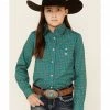 Roper Amarillo Girls' Sweet Water Teal Foulard Geo Print Long Sleeve Western Shirt 1 Roper Amarillo Girls' Sweet Water Teal Foulard Geo Print Long Sleeve Western Shirt -Roper Shop 2000332638 442 P1
