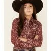 Roper Girls' Burgundy Floral Print Long Sleeve Snap Western Shirt 1 Roper Girls' Burgundy Floral Print Long Sleeve Snap Western Shirt -Roper Shop 2000332645 640 P1