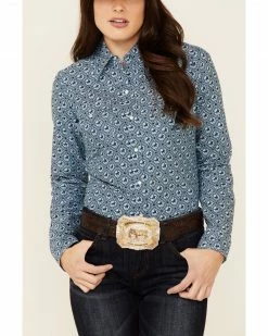 Roper Amarillo Women's Oxford Horse Print Long Sleeve Snap Western Shirt 8 Roper Amarillo Women's Oxford Horse Print Long Sleeve Snap Western Shirt -Roper Shop 2000332655 400 P3