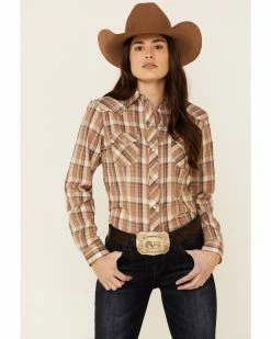 Roper Women's Multi Plaid Embroidered Yoke Long Sleeve Snap Western Core Shirt 