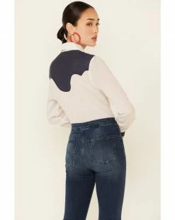 Roper Studio West Women's White Embroidered Yoke Long Sleeve Snap Western Core Shirt  -Roper Shop 2000332666 100 P4