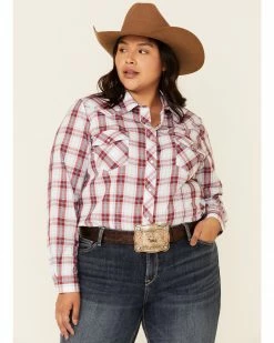 Roper Women's White Tablecloth Plaid Long Sleeve Snap Western Core Shirt - Plus 11 Roper Women's White Tablecloth Plaid Long Sleeve Snap Western Core Shirt - Plus -Roper Shop 2000332669 100 P1 1