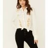 Roper Stetson Women's White Poly Crepe Retro Embroidered Long Sleeve Snap Western Shirt 1 Roper Stetson Women's White Poly Crepe Retro Embroidered Long Sleeve Snap Western Shirt -Roper Shop 2000332684 100 P1