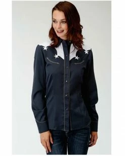Roper Women's Star Long Sleeve Western Shirt Navy -Roper Shop 2000333398 410 P1 1