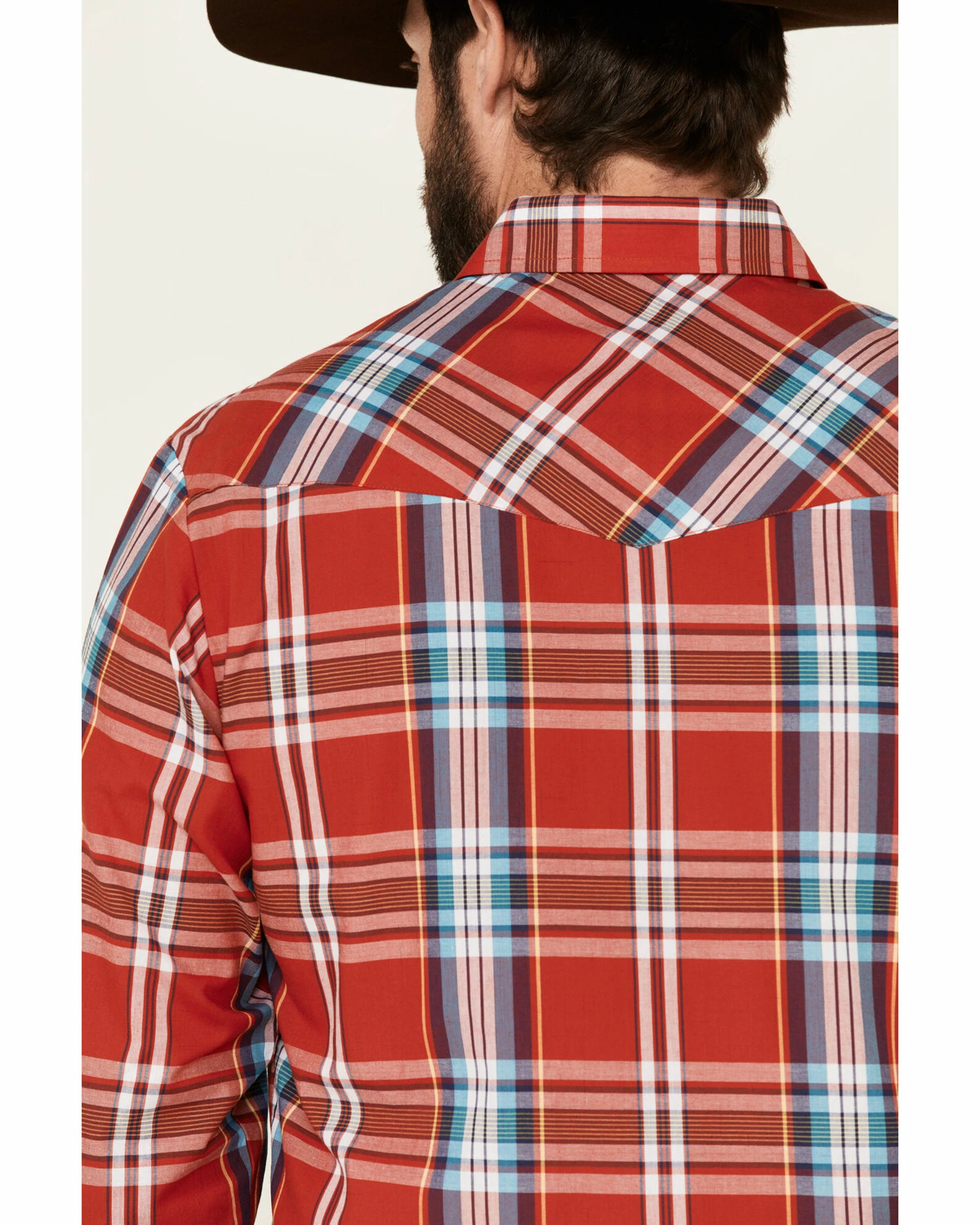 Roper Men's Warm Red Large Plaid Long Sleeve Snap Western Shirt 7 Roper Men's Warm Red Large Plaid Long Sleeve Snap Western Shirt - Image 5
