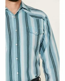 Roper Men's Aqua Ombre Dobby Stripe Long Sleeve Snap Western Shirt  Blue -Roper Shop 2000335575 400 P3