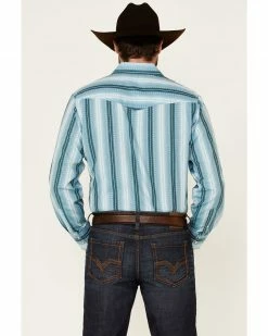 Roper Men's Aqua Ombre Dobby Stripe Long Sleeve Snap Western Shirt  Blue -Roper Shop 2000335575 400 P4
