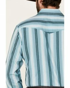Roper Men's Aqua Ombre Dobby Stripe Long Sleeve Snap Western Shirt  Blue -Roper Shop 2000335575 400 P5