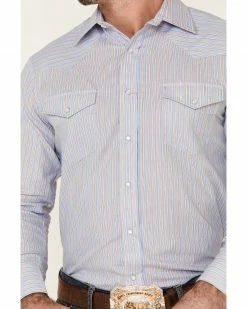 Roper Men's Classic Striped Long Sleeve Snap Western Shirt Blue 10 Roper Men's Classic Striped Long Sleeve Snap Western Shirt Blue -Roper Shop 2000335582 400 P3