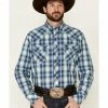 Roper West Made Men's Dobby Plaid Long Sleeve Snap Western Shirt Blue 2 Roper West Made Men's Dobby Plaid Long Sleeve Snap Western Shirt Blue -Roper Shop 2000336410 400 P1
