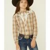Roper Girls' Mustard Plaid Fancy Applique Yoke Long Sleeve Snap Western Shirt 1 Roper Girls' Mustard Plaid Fancy Applique Yoke Long Sleeve Snap Western Shirt -Roper Shop 2000339081 702 P1