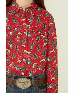 Roper Girls' Red Boot Scoot Print Long Sleeve Snap Western Shirt 9 Roper Girls' Red Boot Scoot Print Long Sleeve Snap Western Shirt -Roper Shop 2000339087 600 P3