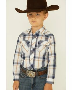 Roper Boys' White Plaid Long Sleeve Snap Western Shirt  -Roper Shop 2000339100 100 P1 1
