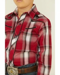 Roper Boys' Red Plaid Embroidered Bull Yoke Long Sleeve Snap Western Shirt 9 Roper Boys' Red Plaid Embroidered Bull Yoke Long Sleeve Snap Western Shirt -Roper Shop 2000339101 600 P3