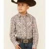 Roper Boys' Cream Plaid Long Sleeve Snap Western Shirt  White -Roper Shop 2000339110 100 P1