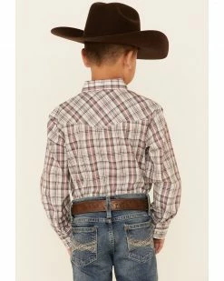 Roper Boys' Cream Plaid Long Sleeve Snap Western Shirt White 10 Roper Boys' Cream Plaid Long Sleeve Snap Western Shirt White -Roper Shop 2000339110 100 P4