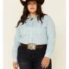 Roper Women's Turquoise Plaid Long Sleeve Snap Western Core Shirt - Plus 1 Roper Women's Turquoise Plaid Long Sleeve Snap Western Core Shirt - Plus -Roper Shop 2000339146 440 P1