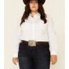 Roper Women's White Tone-On-Tone Solid Long Sleeve Snap Western Shirt - Plus -Roper Shop 2000339151 100 P1